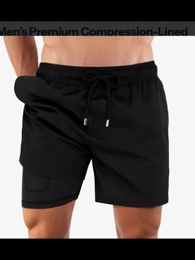 NWT Capelle MIAMI Men's Black Compression-Lined Shorts
